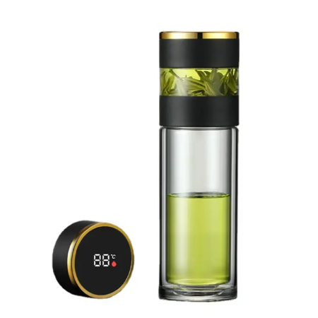 Termos na čaj - černý, sklo 450ml
